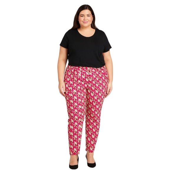 Lane Bryant hot pink pattern ankle length pant Lena fit unique NWT plus sz 24 - Picture 10 of 10